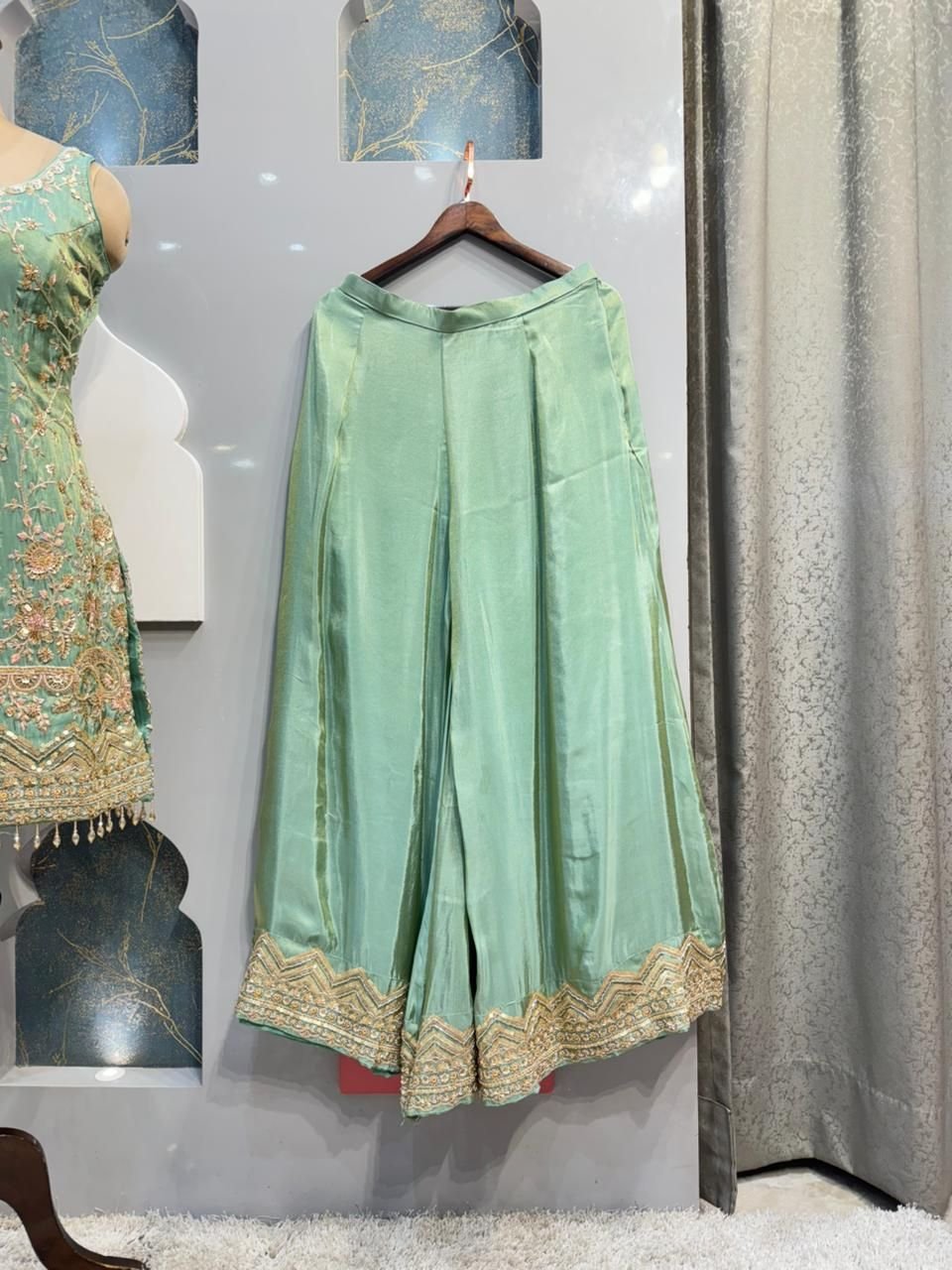 "MINT BLOSSOM EMBROIDERED SHARARA" image 3