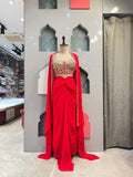 "SCARLET INDO-WESTERN DRAPED SET" image 0