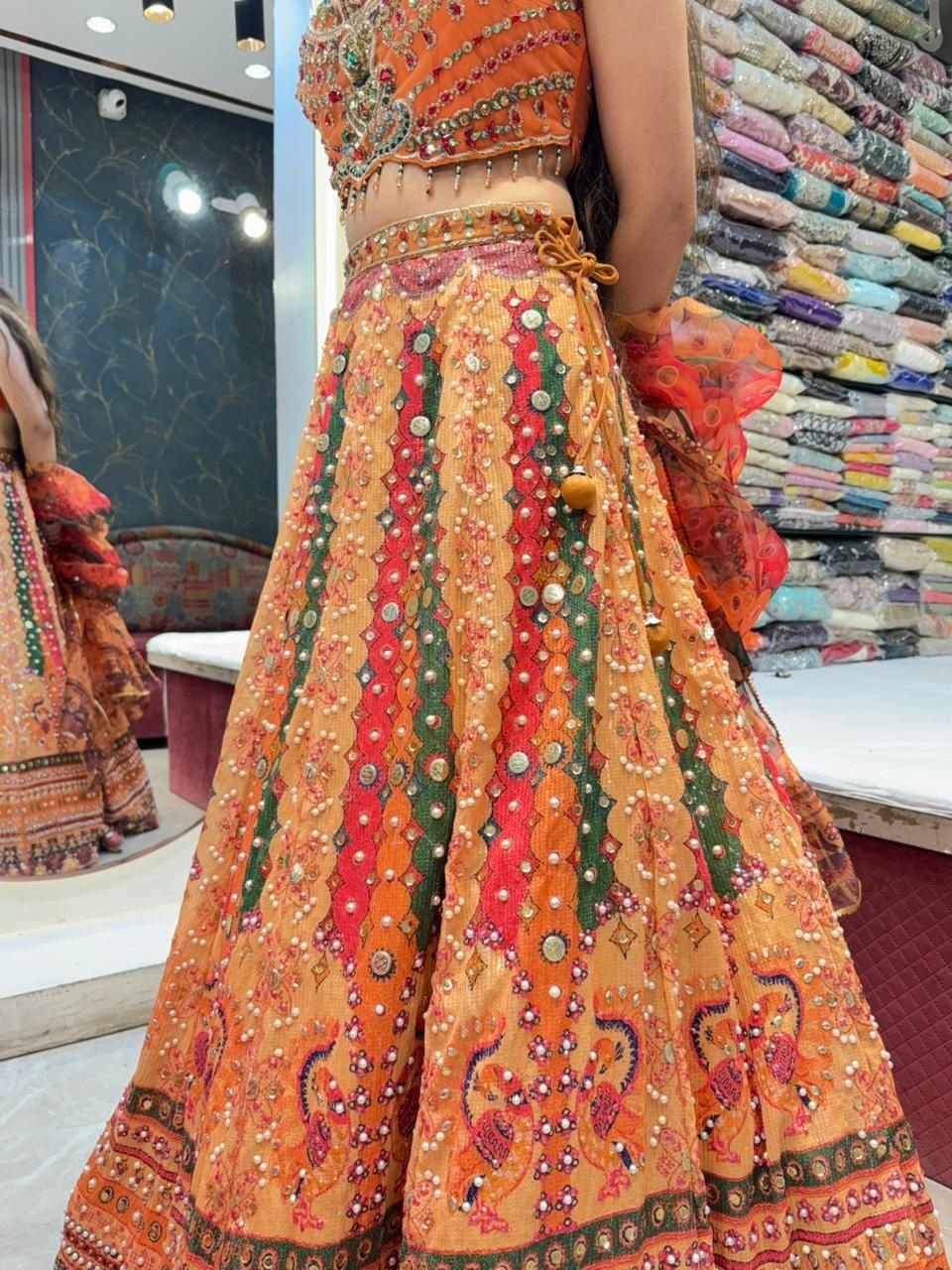 "SUNSET CARNIVAL MIRROR WORK LEHENGA" image 4