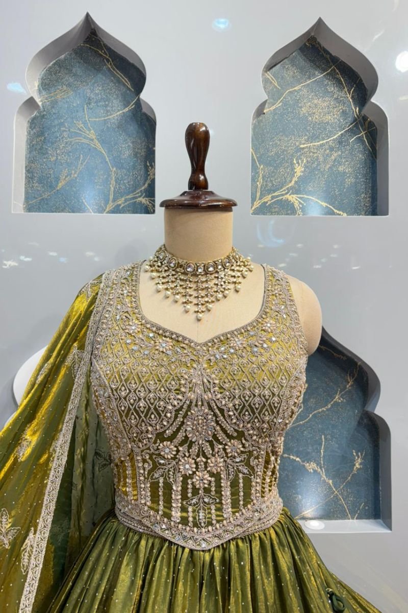 "MEHNDI GLOW OLIVE LEHENGA" image 1