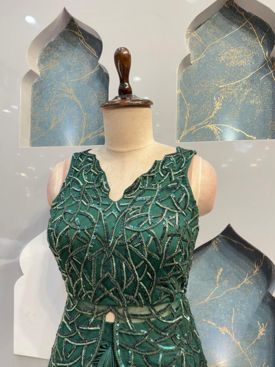 "ROYAL FOREST GREEN DRAPE ENSEMBLE" image 3