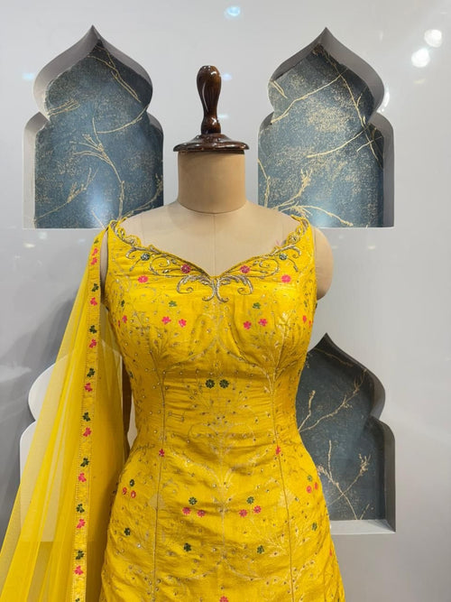 "MUSTARD BLOOM DESIGNER SHARARA" image 1