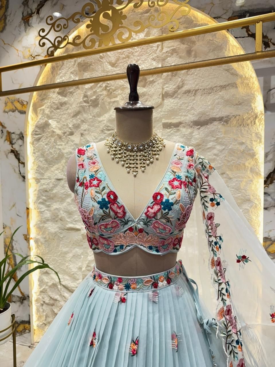 "MIDNIGHT BLOOM FLORAL LEHENGA"ZZ image 1