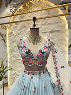 "MIDNIGHT BLOOM FLORAL LEHENGA"ZZ image 1