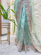 "MINT ELEGANCE EMBROIDERED SAREE" image 4