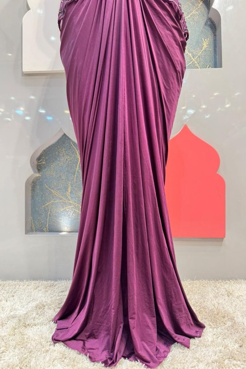 "ROYAL PLUM DRAPE INDO- WESTERN" image 3