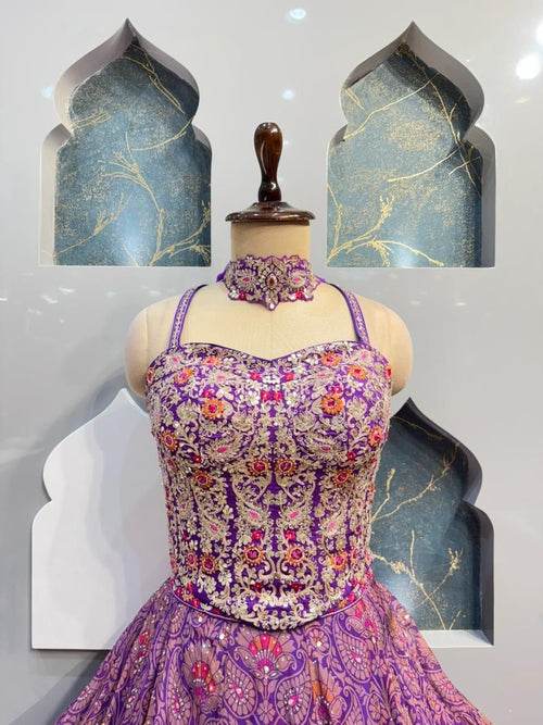 "LAVENDER ROYALE EMBROIDERED LEHENGA" image 1