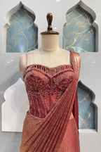 "ROSE GOLD SHIMMER DRAPE SAREE" image 1