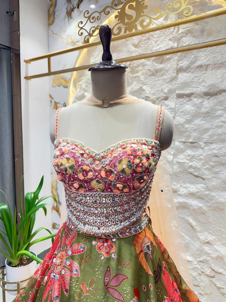 "OLIVE BLOOM COUTURE LEHENGA" image 2