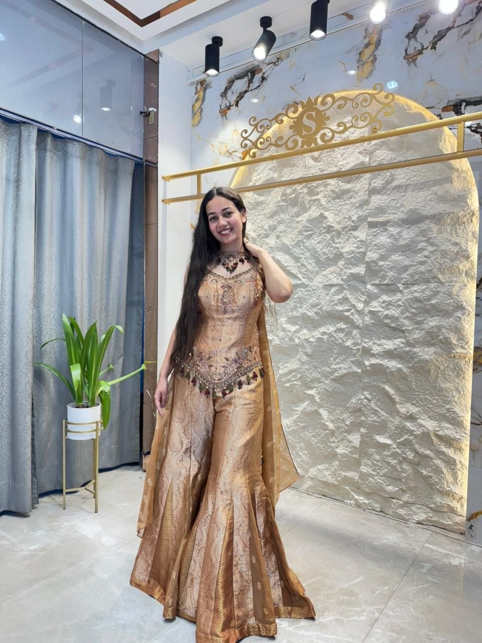 "GOLDEN MIRAGE EMBROIDERED SHARARA" image 0