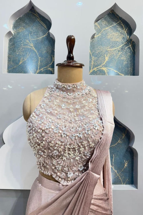 "BLUSH LUXE DRAPE SAREE" image 1