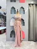 "BLUSH VELVET DRAPE SAREE" image 0