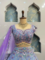 "PASTEL DREAM PEACOCK EMBROIDERED LEHENGA" image 1