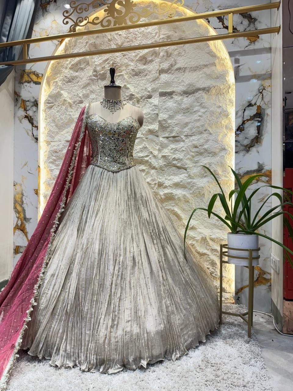 "IVORY GOLD REGAL EMBELLISHED LEHENGA" image 0