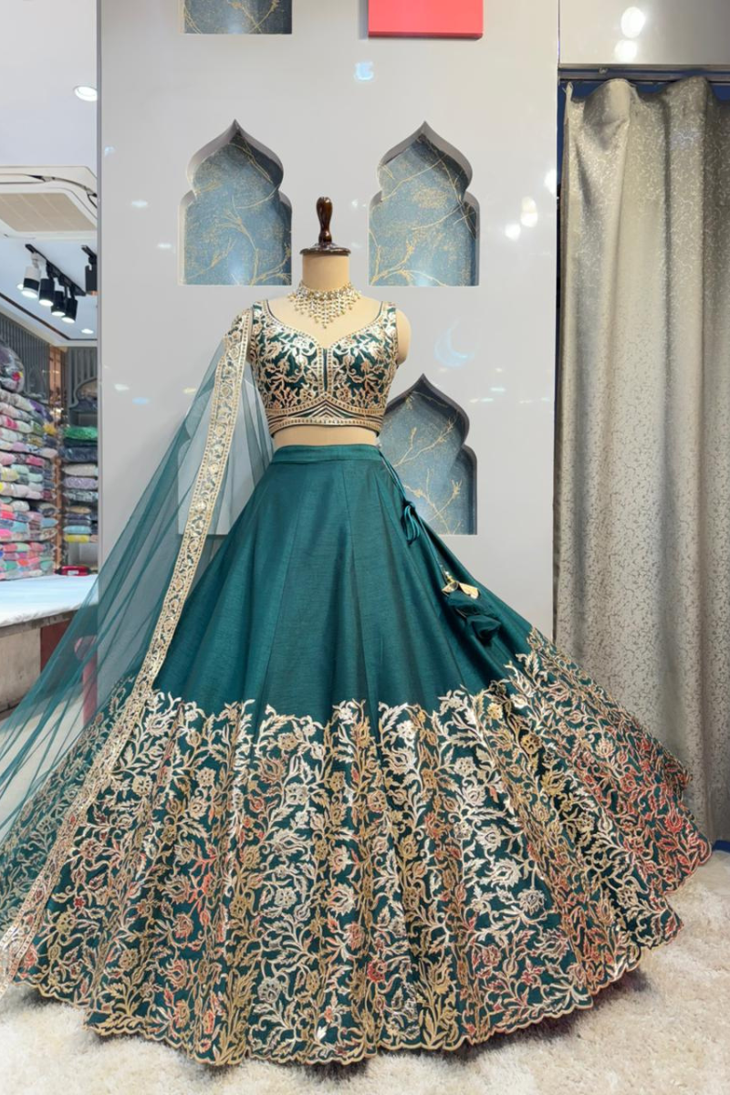 "EMERALD HEIRLOOM LEHENGA" image 0