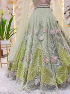 "ENCHANTED SAGE FLORAL LEHENGA" image 4