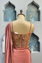 "RUST ROSE DRAPED INDO WESTERN" image 4