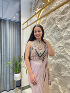 "BLUSH ELEGANCE PRE-DRAPED SAREE" image 3