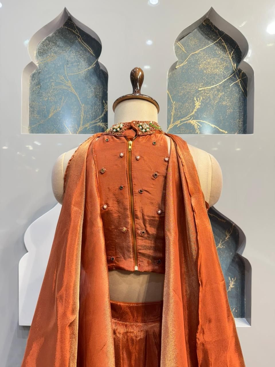 "BURNT AMBER ROYALE LEHENGA" image 5