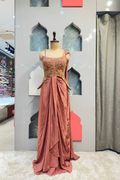 "RUST ROSE DRAPED INDO WESTERN" image 0