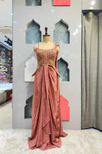 "RUST ROSE DRAPED INDO WESTERN" image 0