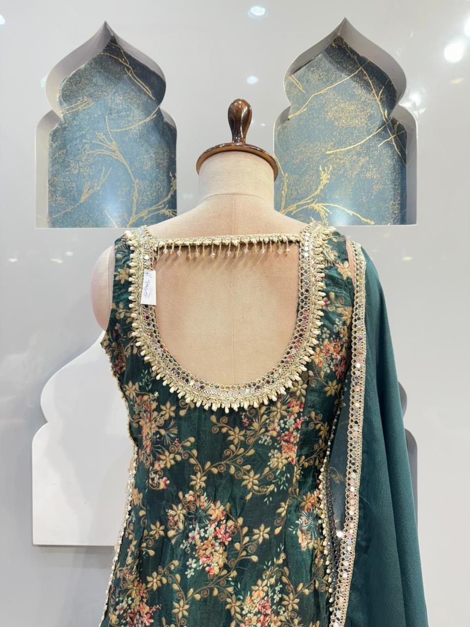 "EMERALD BLOOM EMBROIDERED SHARARA" image 4