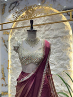 "ROYAL WINE DRAPE SAREE" image 1