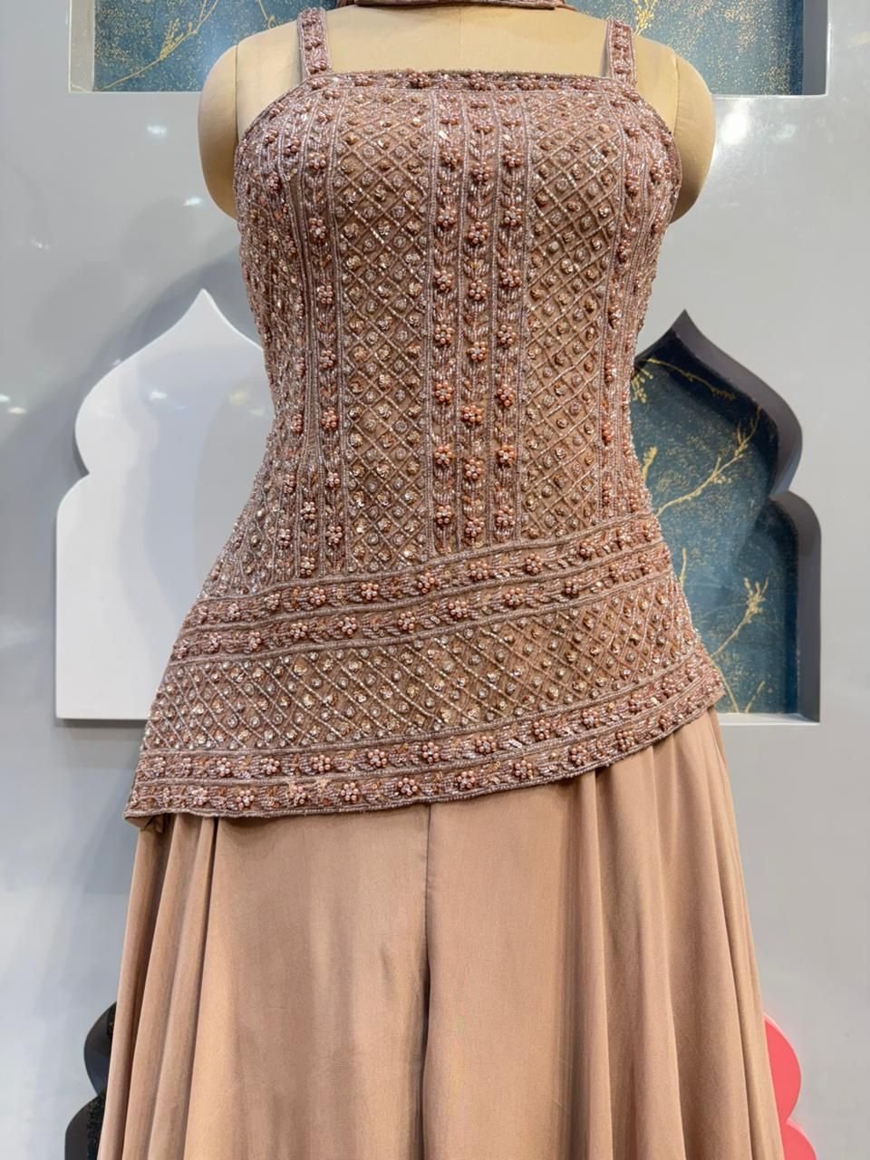 "DUSTY ROSE EMBELLISHED SHARARA" image 3
