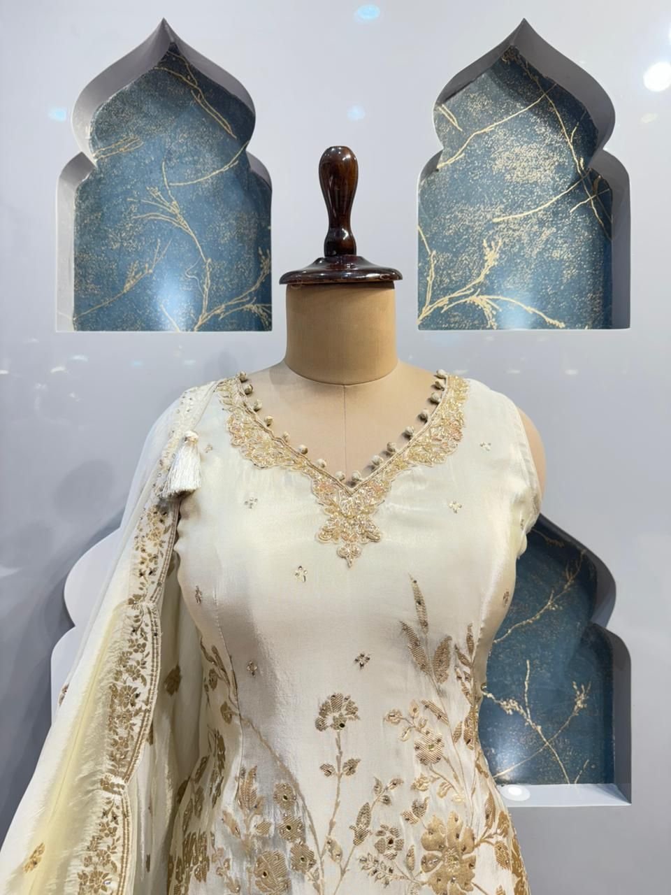 "IVORY ELEGANCE EMBROIDERED SHARARA" image 1