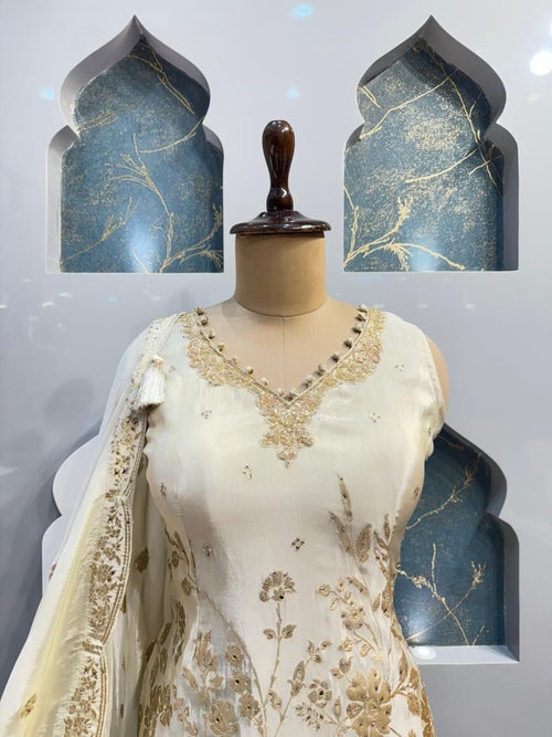 "IVORY ELEGANCE EMBROIDERED SHARARA" image 1