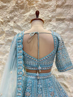 "ICE BLUE HERITAGE EMBROIDERED LEHENGA" image 5