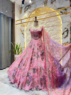 "BLUSH BLOOM DESIGNER FLORAL EMBROIDERED LEHENGA" image 0