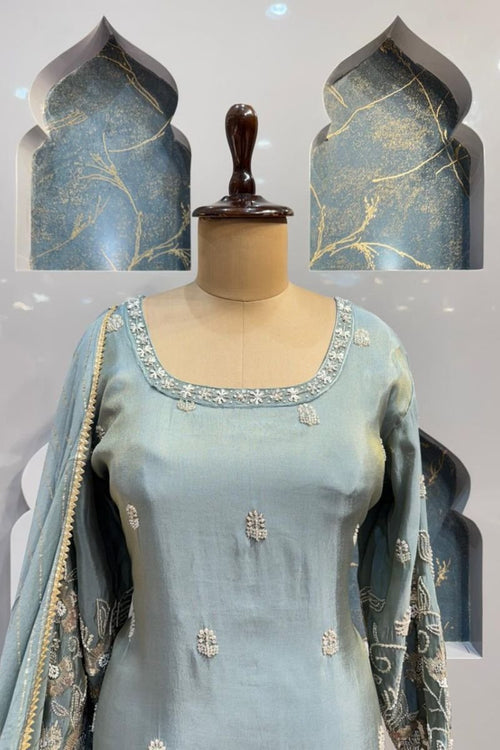 "CELESTIAL MINT DESIGNER SHARARA SET" image 1