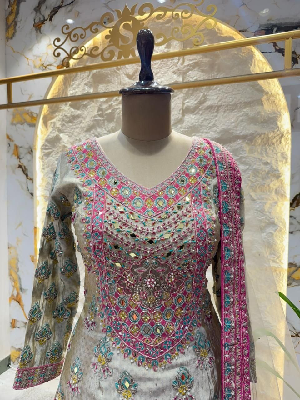 "SHEESH MAHAL PINK SHARARA" image 1