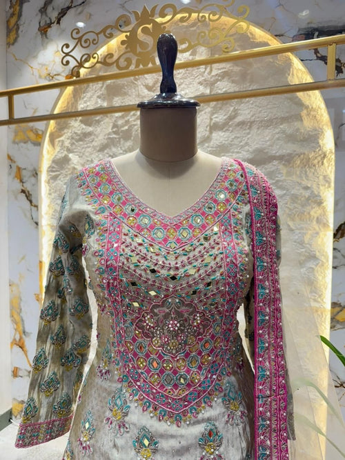 "SHEESH MAHAL PINK SHARARA" image 1