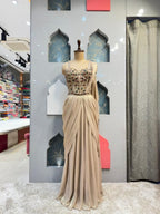 "CHAMPAGNE BEIGE DRAPE SAREE" image 0