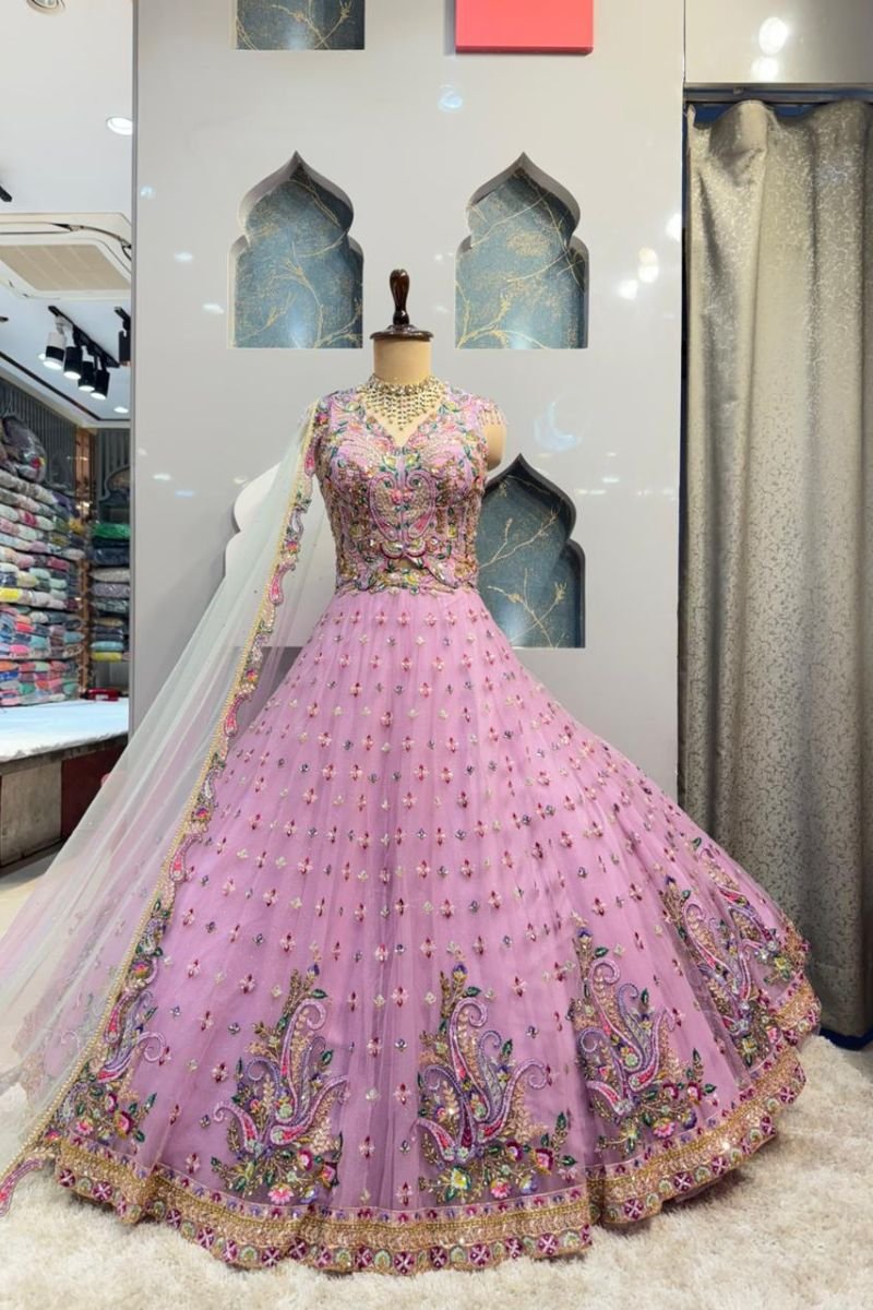 "BLUSH ROYALE EMBROIDERED LEHENGA" image 0