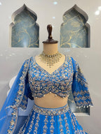 "CELESTIAL BLUE ZARDOZI LEHENGA" image 1