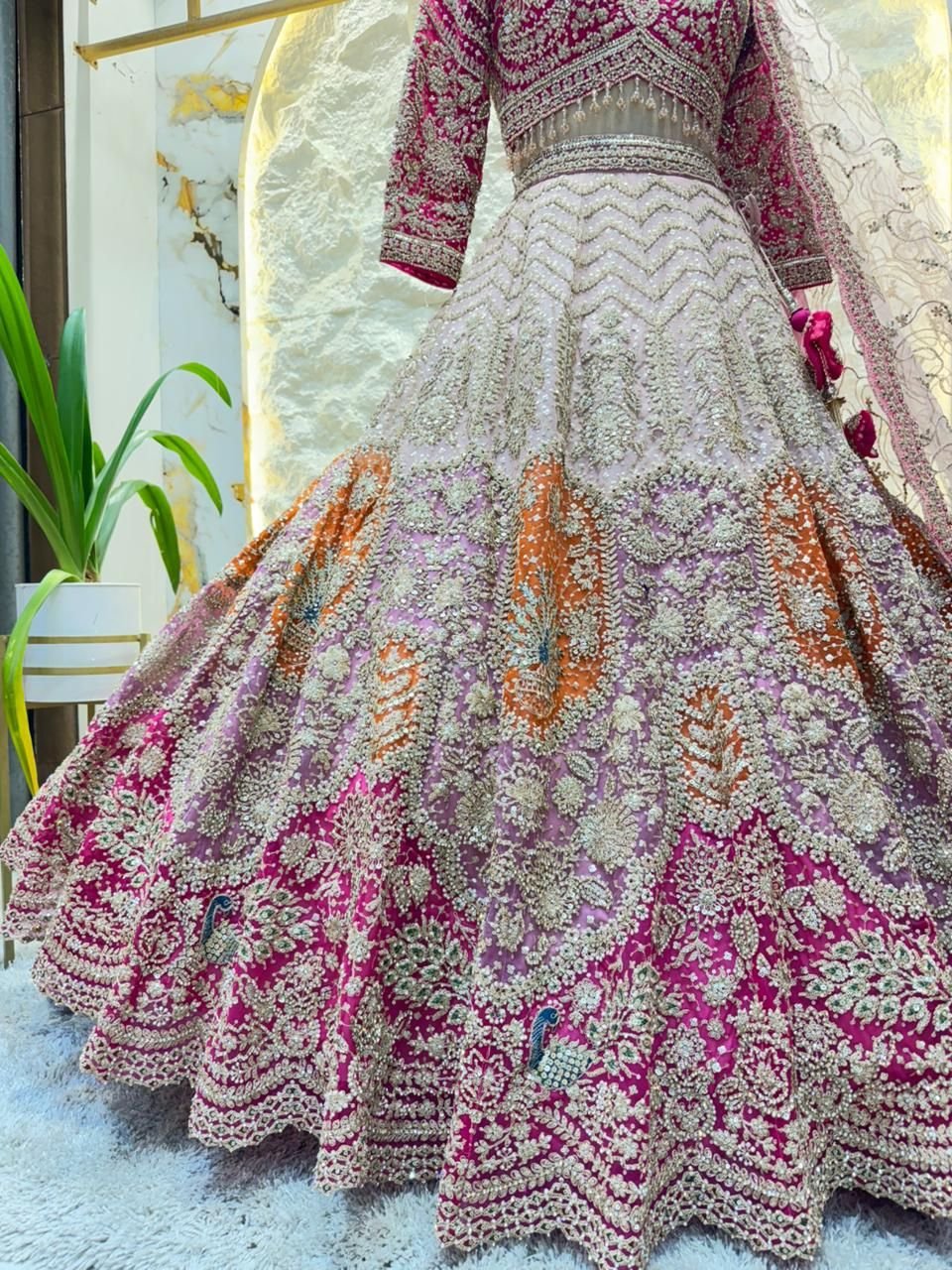 "ROYAL BLUSH PINK HEAVY EMBROIDERED LEHENGA" image 5