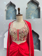 "SCARLET INDO-WESTERN DRAPED SET" image 2
