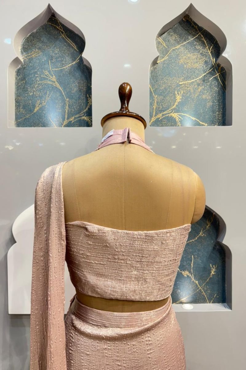 "BLUSH CHAMPAGNE DRAPE SAREE image 4