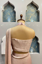 "BLUSH CHAMPAGNE DRAPE SAREE image 4