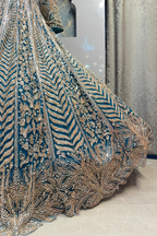 "ROYAL TEAL ZARI MAJESTY LEHENGA" image 3