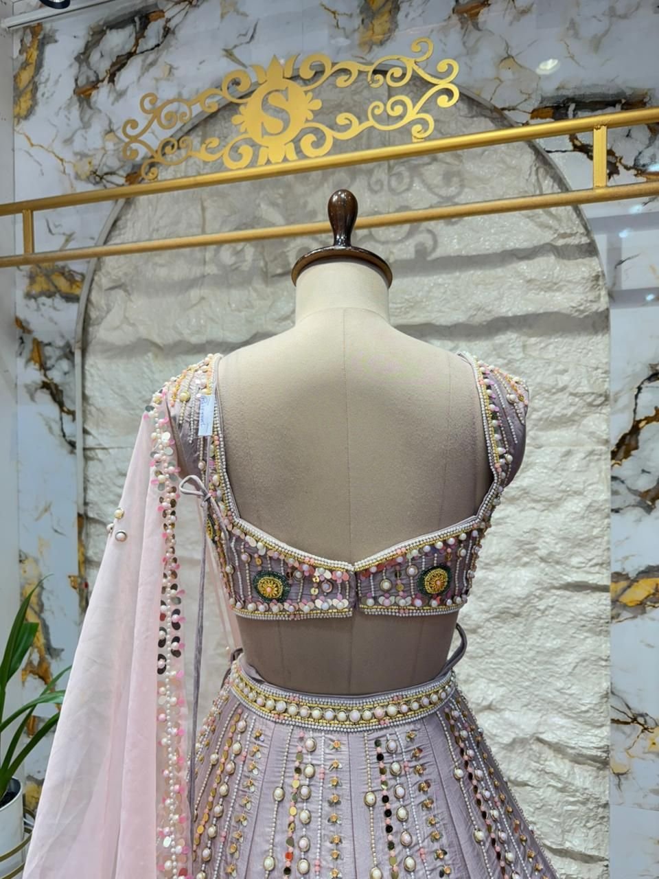 "BLUSH BLOSSOM EMBROIDERED LEHENGA" image 5