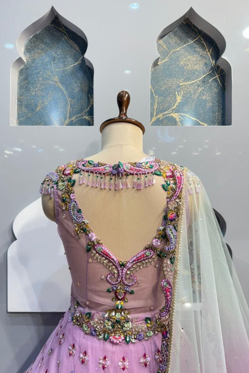 "BLUSH ROYALE EMBROIDERED LEHENGA" image 5