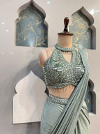 " MINT LUXE PRE DRAPE SAREE" image 2