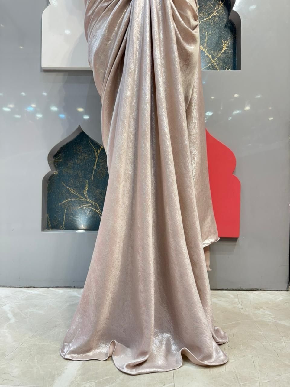 "MOONLIGHT CHAMPAGNE LUXE DRAPE SAREE" image 3