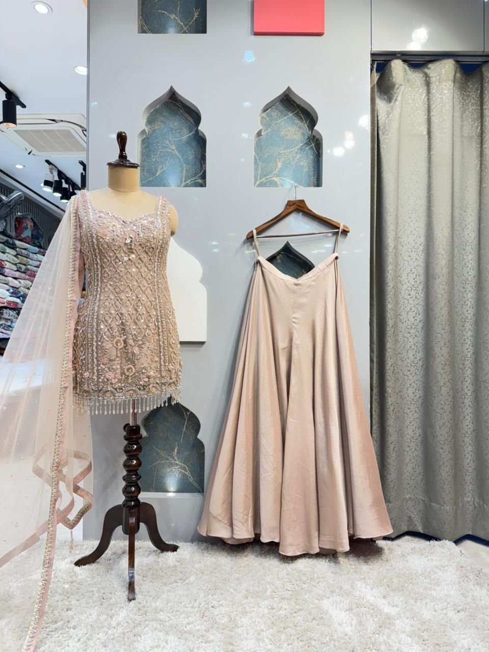 "CHAMPAGNE BEIGE EMBELLISHED SHARARA" image 0