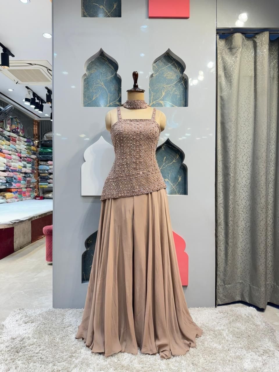 "DUSTY ROSE EMBELLISHED SHARARA" image 0