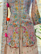 "NOOR-E PASTEL EMBROIDERED SHARARA" image 4